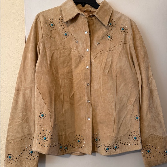 Scully Tan Suede Jacket with turquoise and silver accents Large - Picture 1 of 10